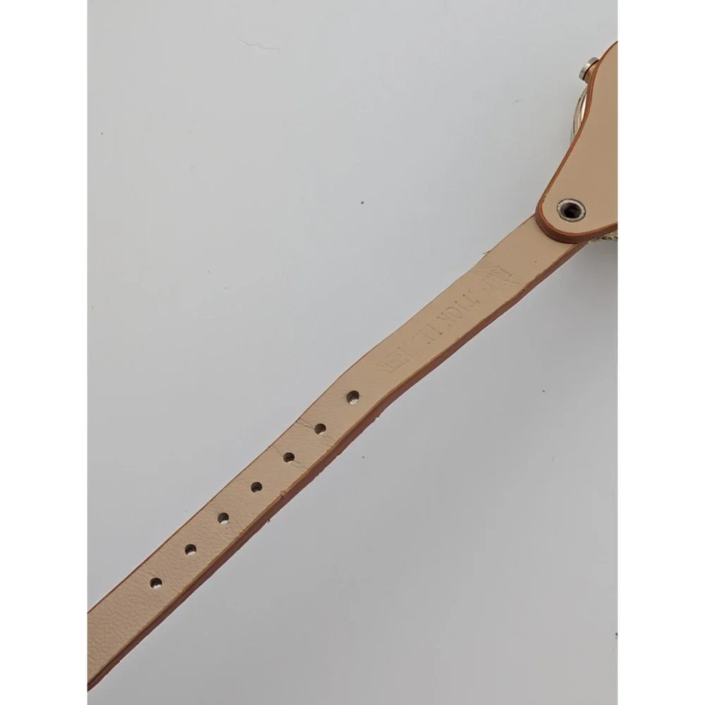 Ladies Quartz Watch 30mm Gold Case Brown Faux Leather‎ Bund Strap- New Battery